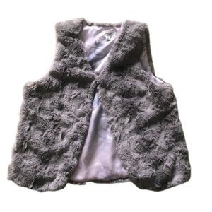 Disney D-Signed Frozen II Faux Fur Vest Size Large Gray Soft Lined Elsa
